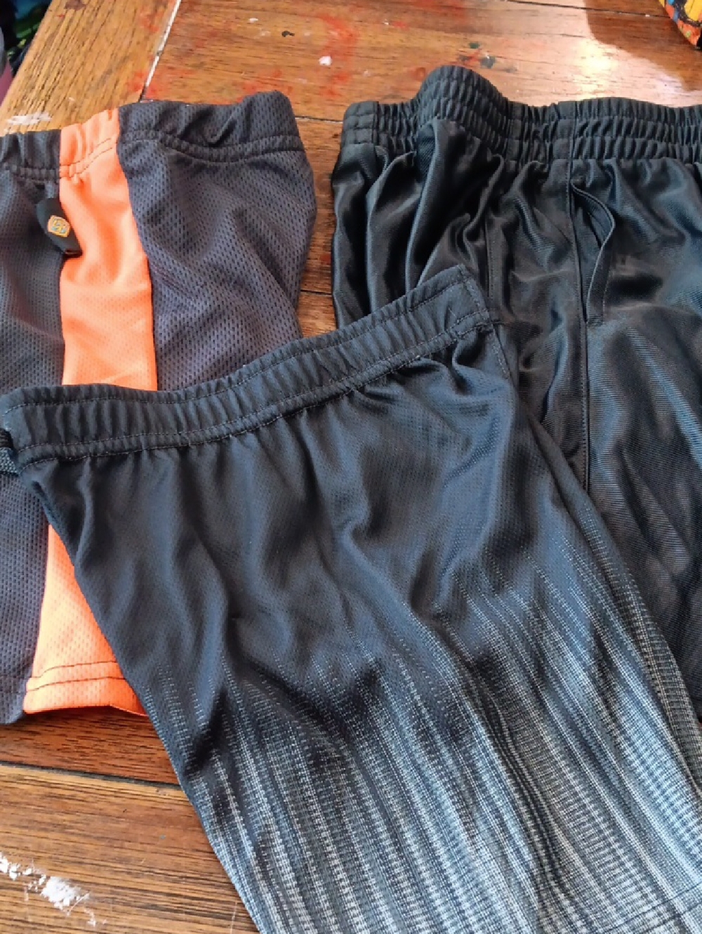 Boys 3 Pair Athletic Shorts - Black with Gray Or Orange Accent